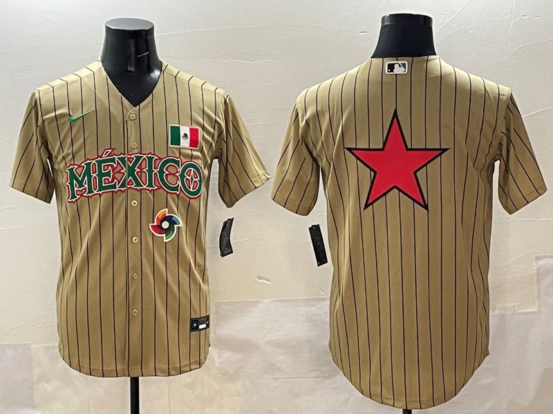 Men Mexico Blank Brown Stripe Joint Name 2025 Nike MLB Jersey style 6->more jerseys->MLB Jersey